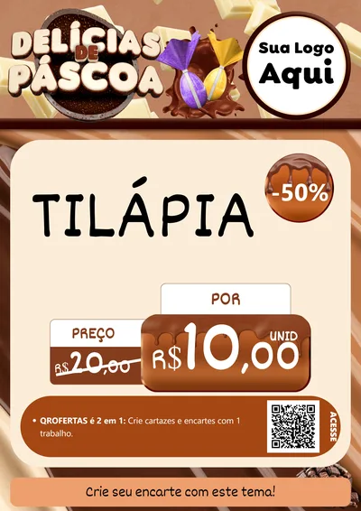 Modelo de Cartaz para Cartaz A4 Vertical com o tema Delícias de Páscoa para Peixaria