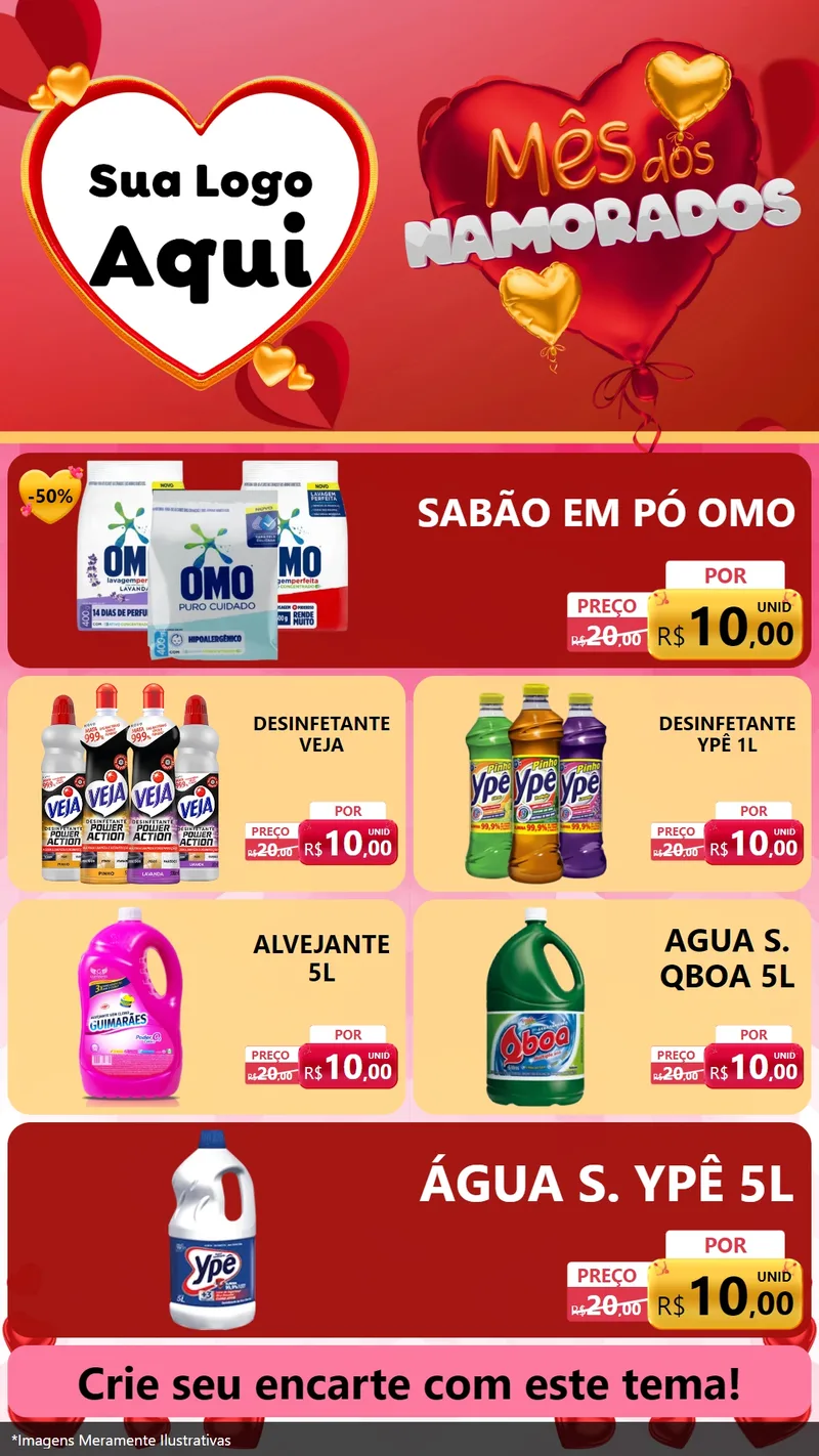 Modelo de TV para TV Vertical com o tema Mês dos Namorados para Produtos de Limpeza