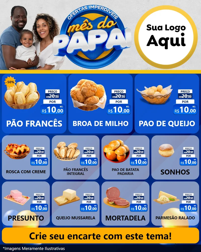 Modelo de Rede Social para Feed Instagram com o tema Ofertas Imperdíveis Mês Do Papai para Padaria