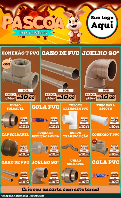 Modelo de Encarte para Encarte Grande com o tema Páscoa Fantástica para Tubos e conexões
