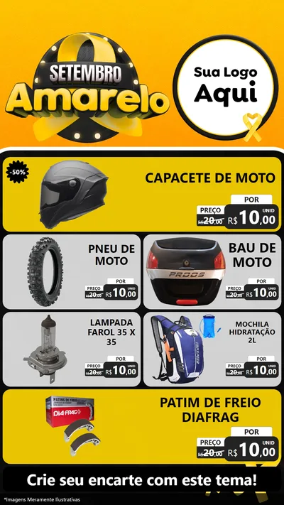 Modelo de TV para TV Vertical com o tema Setembro Amarelo para Moto peças