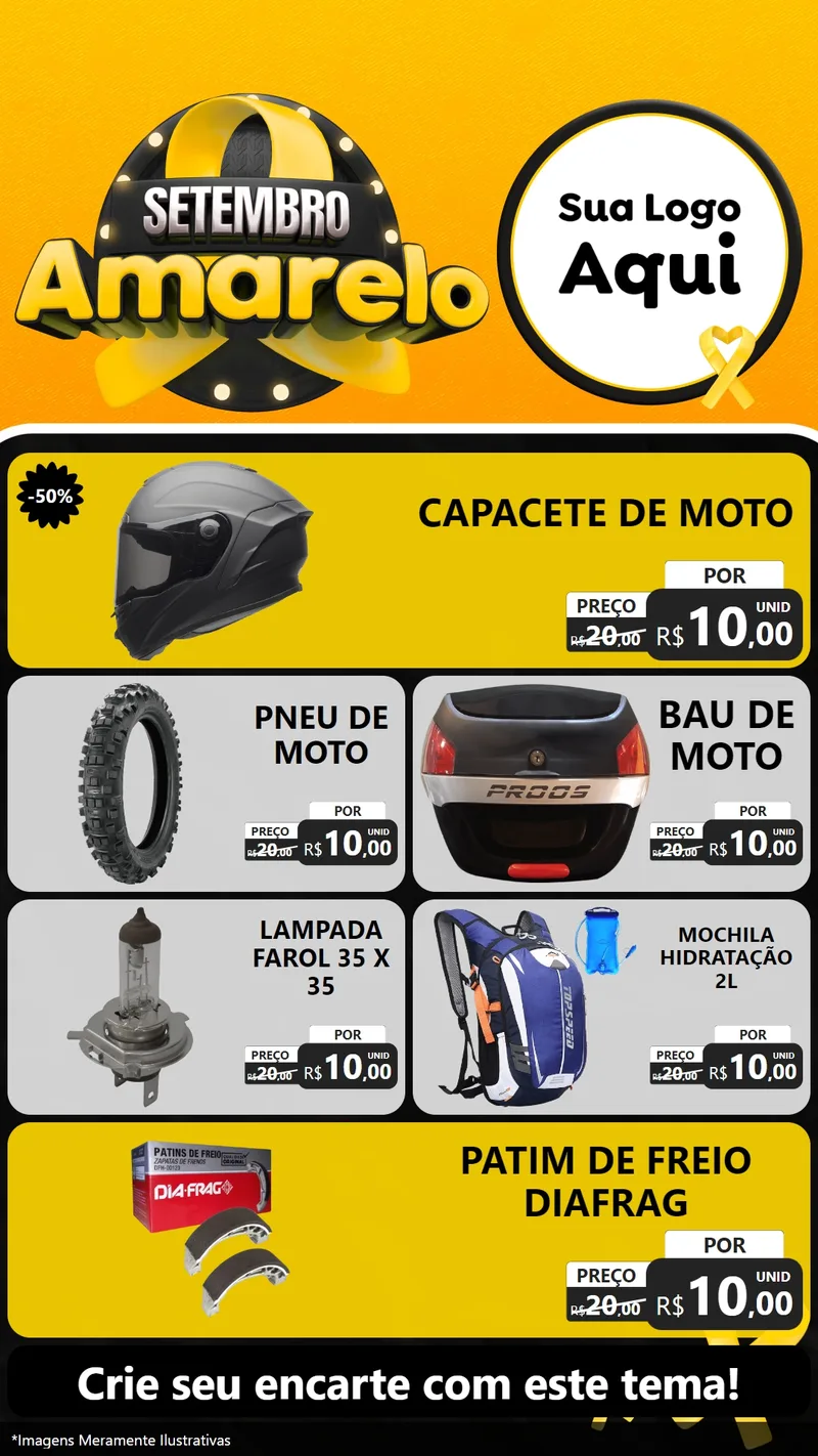 Modelo de TV para TV Vertical com o tema Setembro Amarelo para Moto peças
