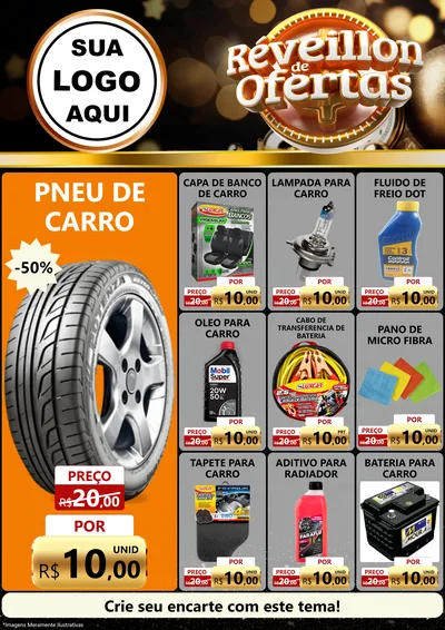 Modelo de Encarte para Encarte A4 Vertical com o tema Réveillon de Ofertas para Auto peças