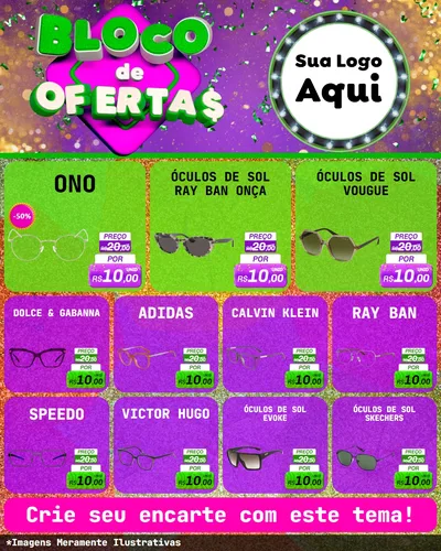Modelo de Rede Social para Feed Instagram com o tema Bloco de Ofertas para Óticas