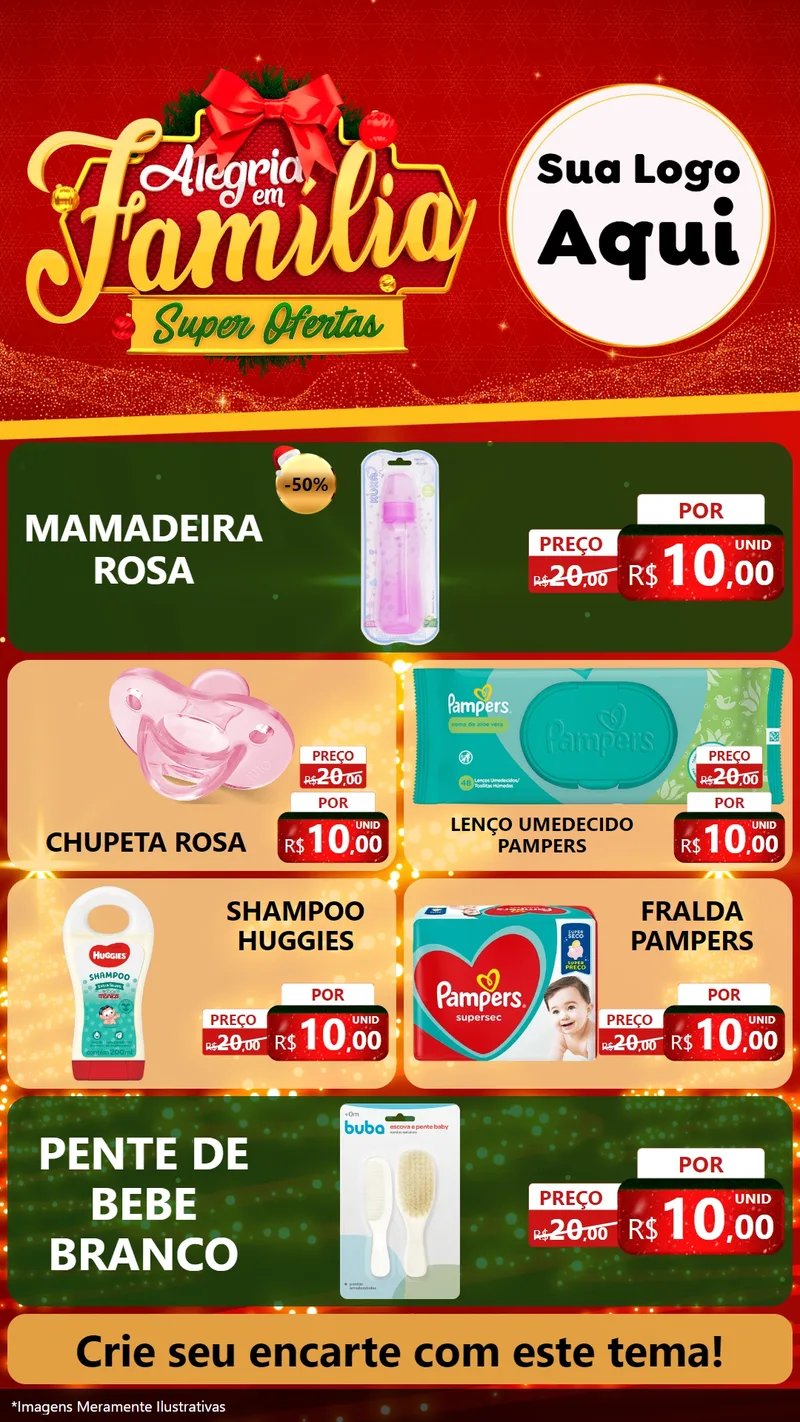Modelo de TV para TV Vertical com o tema Alegria em Família Super Ofertas - Natal para Bebês