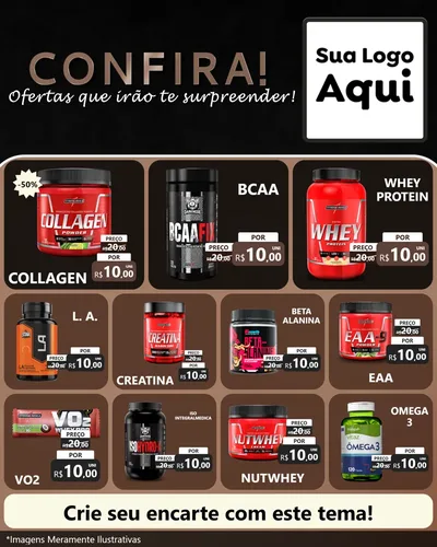Modelo de Rede Social para Feed Instagram com o tema Confira! Ofertas que irão te surpreender! para Suplementos alimentares