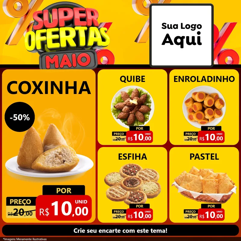Modelo de Rede Social para Feed Facebook com o tema Super Ofertas Maio para Salgadaria