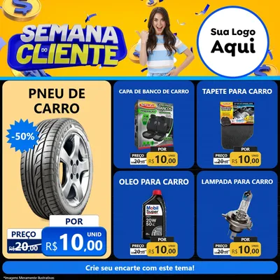 Modelo de Rede Social para Feed Facebook com o tema Semana do Cliente para Auto peças