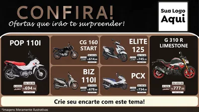 Modelo de TV para TV Horizontal com o tema Confira! Ofertas que irão te surpreender! para Concessionaria de Motos