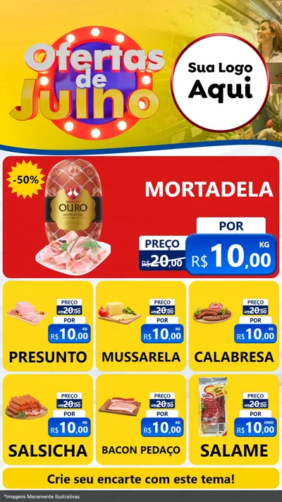 Modelo de Rede Social para Stories com o tema Ofertas de Julho para Frios e Laticínios