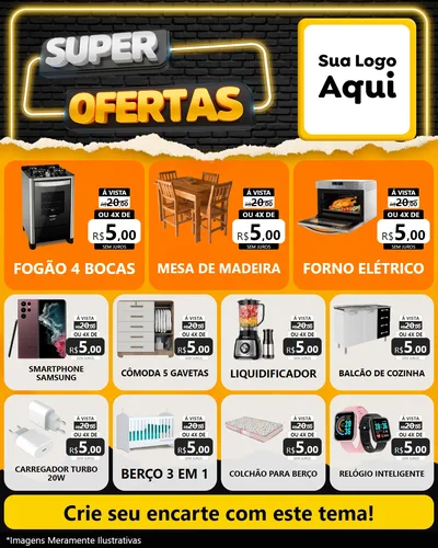 Modelo de Rede Social para Feed Instagram com o tema Super Ofertas para Móveis e Eletro