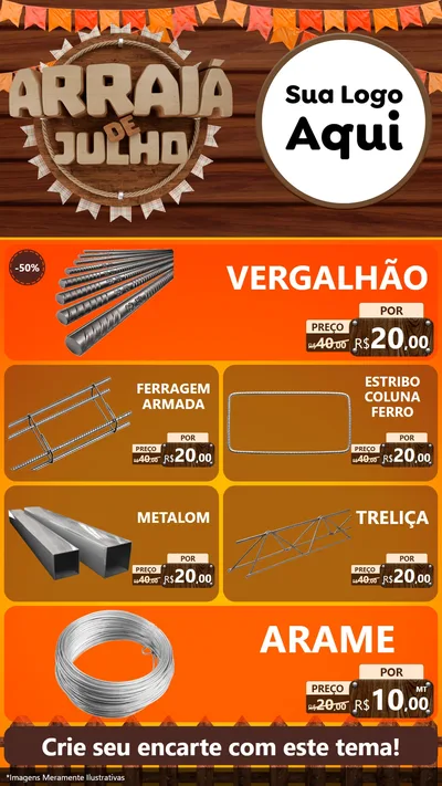 Modelo de TV para TV Vertical com o tema Arraiá de Julho - Junina para Ferragens