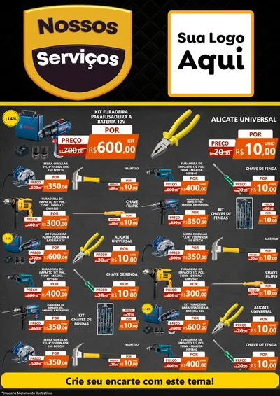 Modelo de Encarte para Encarte A4 Vertical com o tema Nossos Serviços para Maquinas e Ferramentas