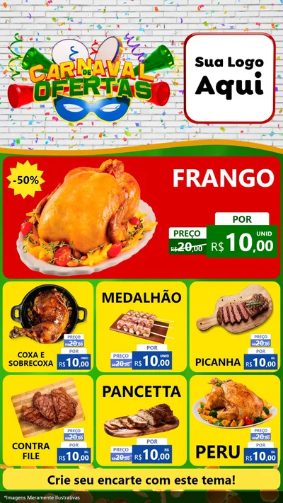 Modelo de Rede Social para Stories com o tema Carnaval de Ofertas para Assados