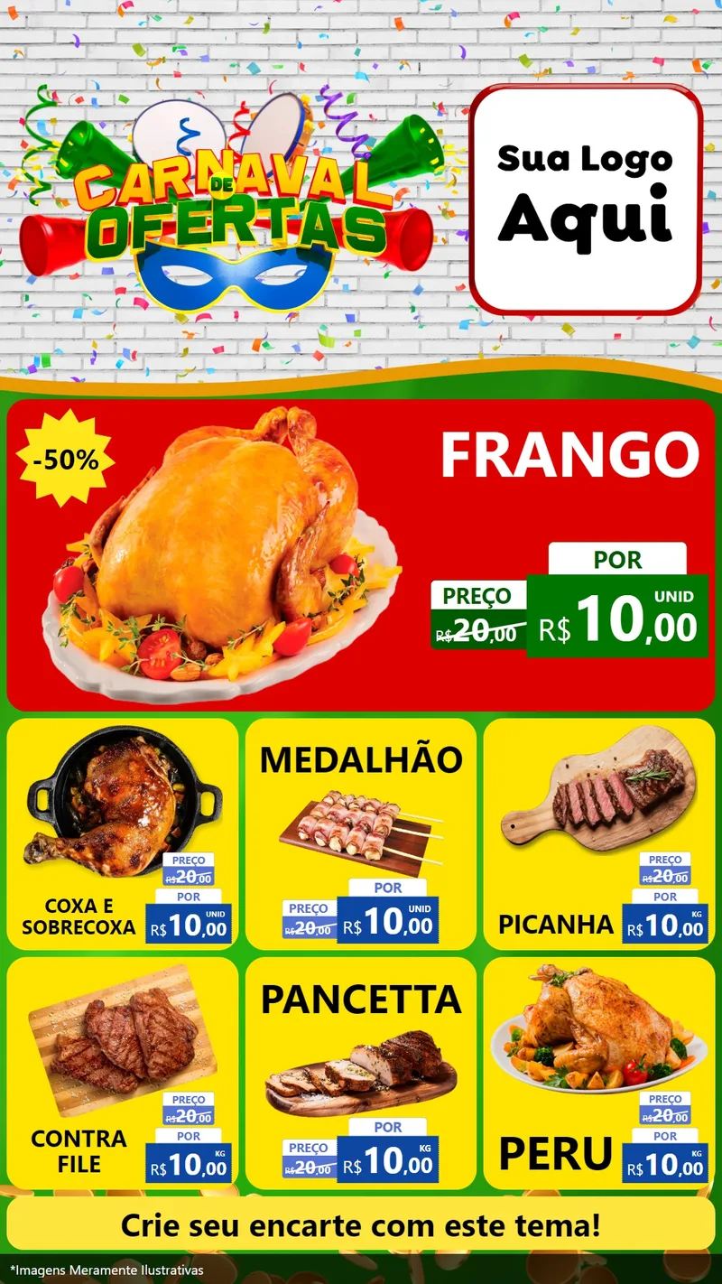 Modelo de Rede Social para Stories com o tema Carnaval de Ofertas para Assados