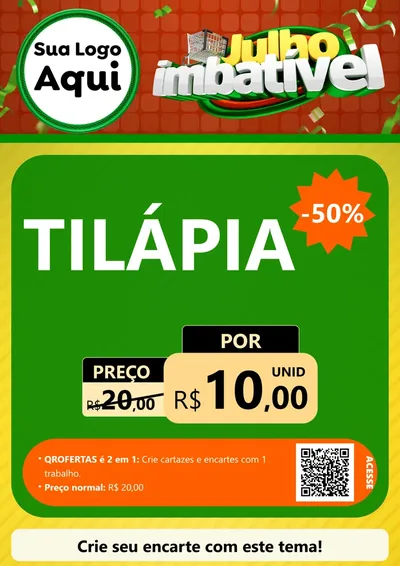 Modelo de Cartaz para Cartaz A4 Vertical com o tema Julho Imbatível para Peixaria