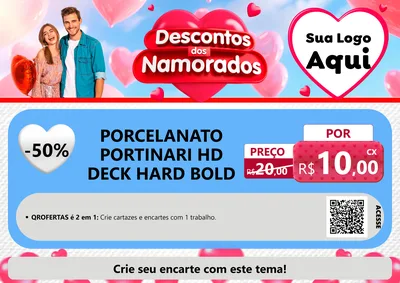 Modelo de Cartaz para Cartaz A4 Horizontal com o tema Descontos dos Namorados para Pisos e revestimentos