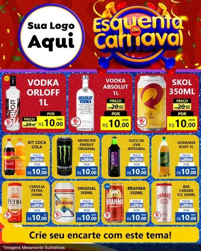 Modelo de Rede Social para Feed Instagram com o tema Esquenta de Carnaval para Distribuidora de bebidas