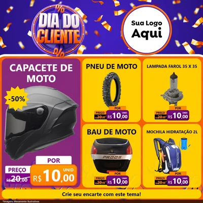 Modelo de Rede Social para Feed Facebook com o tema Dia do Cliente para Moto peças