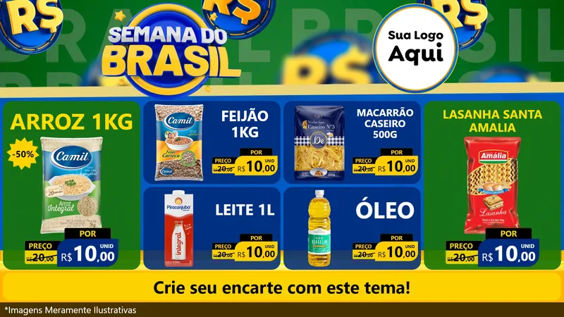 Modelo de TV para TV Horizontal com o tema Semana Do Brasil para Supermercado