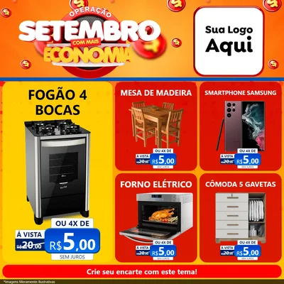 Modelo de Rede Social para Feed Facebook com o tema Operação Setembro Com Muita Economia para Móveis e Eletro