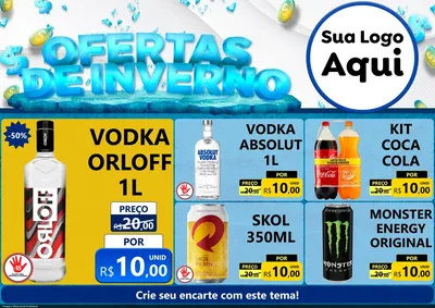 Modelo de Encarte para Encarte A4 Horizontal com o tema Ofertas de Inverno para Distribuidora de bebidas