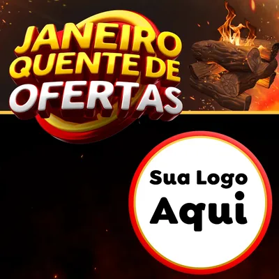 Modelo de Rede Social para Feed Facebook com o tema Janeiro Quente de Ofertas para Supermercado