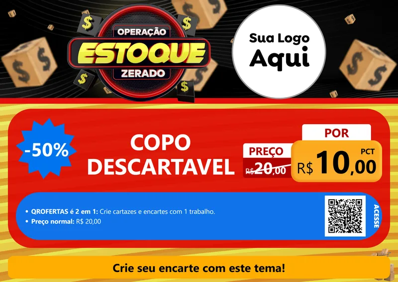 Modelo de Cartaz para Cartaz A4 Horizontal com o tema Operação Estoque Zerado para Embalagens