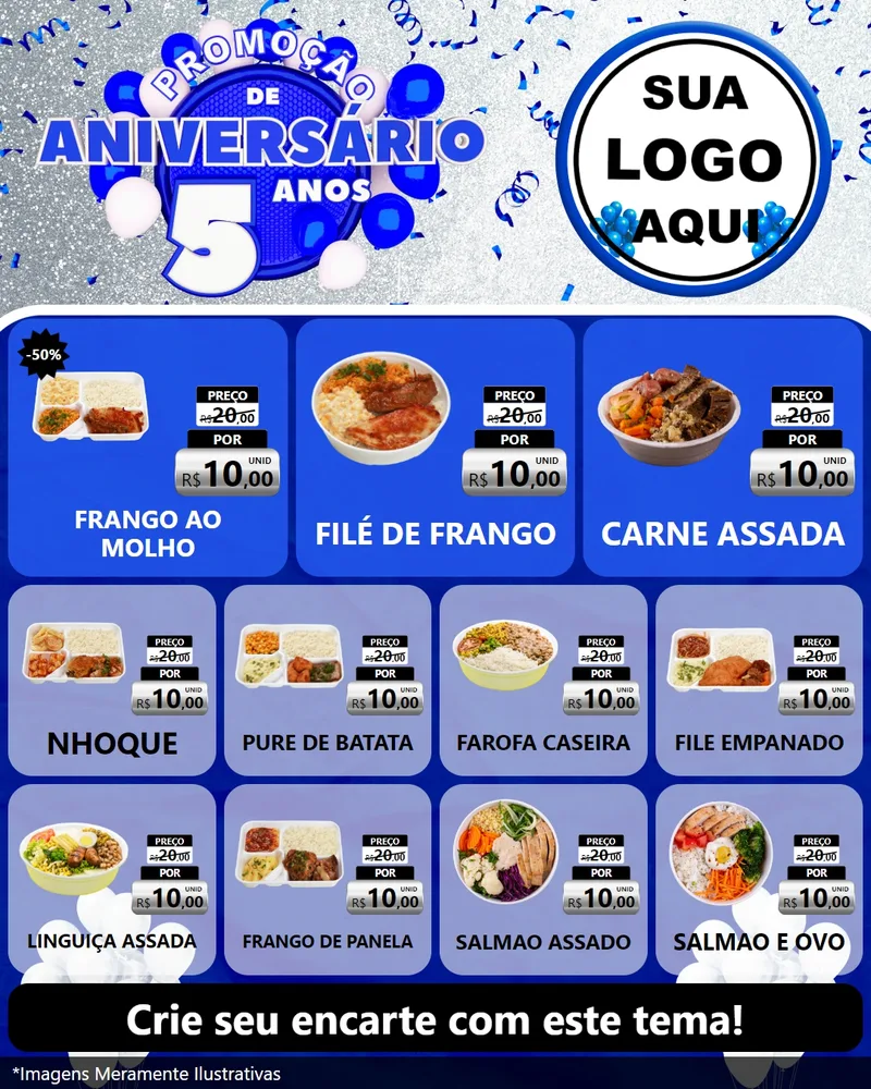 Modelo de Rede Social para Feed Instagram com o tema Promoção de Aniversário - 5 Anos para Restaurante