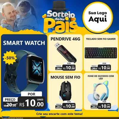 Modelo de Rede Social para Feed Facebook com o tema Sorteio Dia Dos Pais para Informática