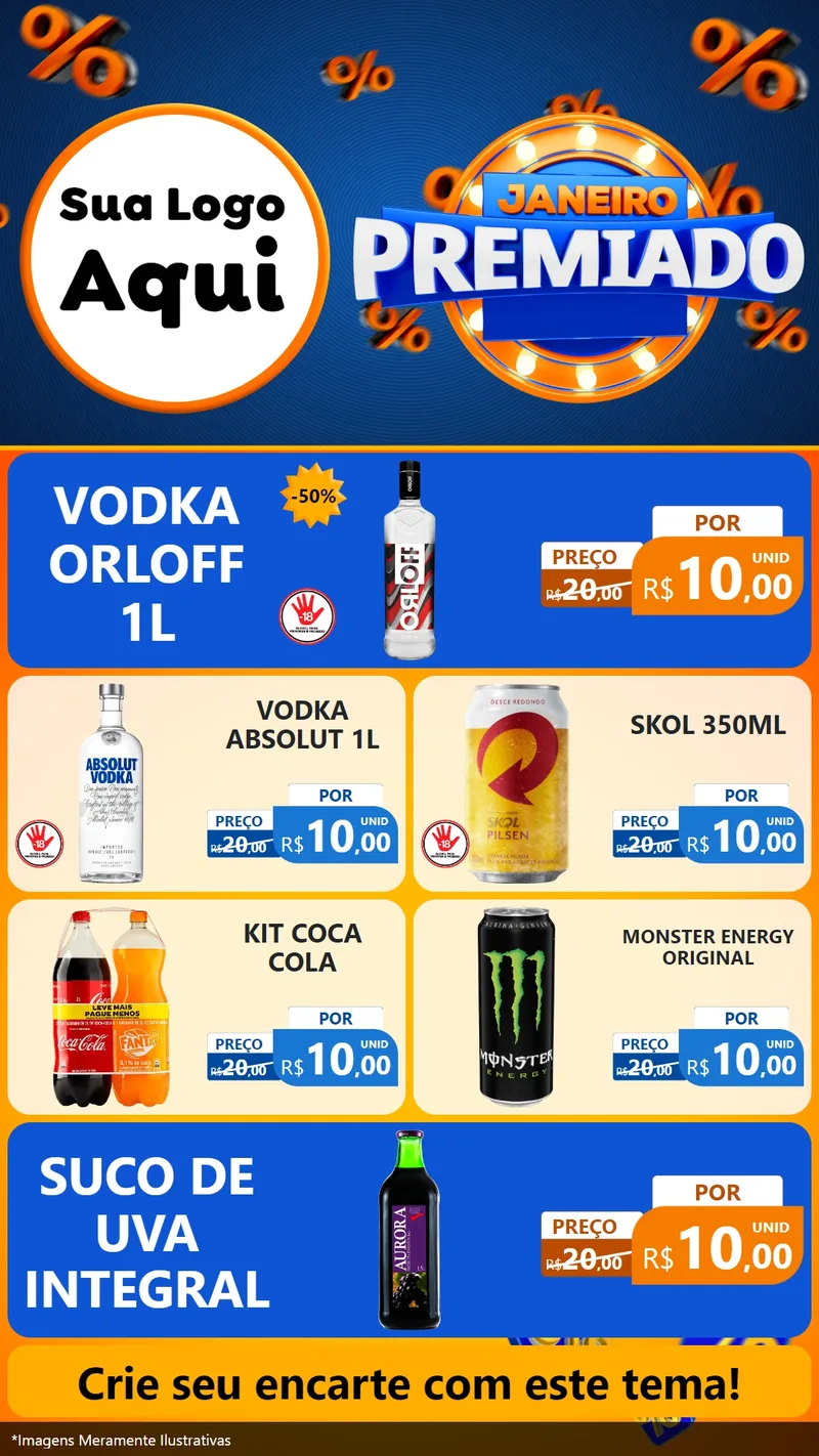 Modelo de TV para TV Vertical com o tema Janeiro Premiado para Distribuidora de bebidas