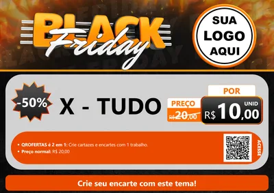 Modelo de Cartaz para Cartaz A4 Horizontal com o tema Black Friday para Hamburgueria