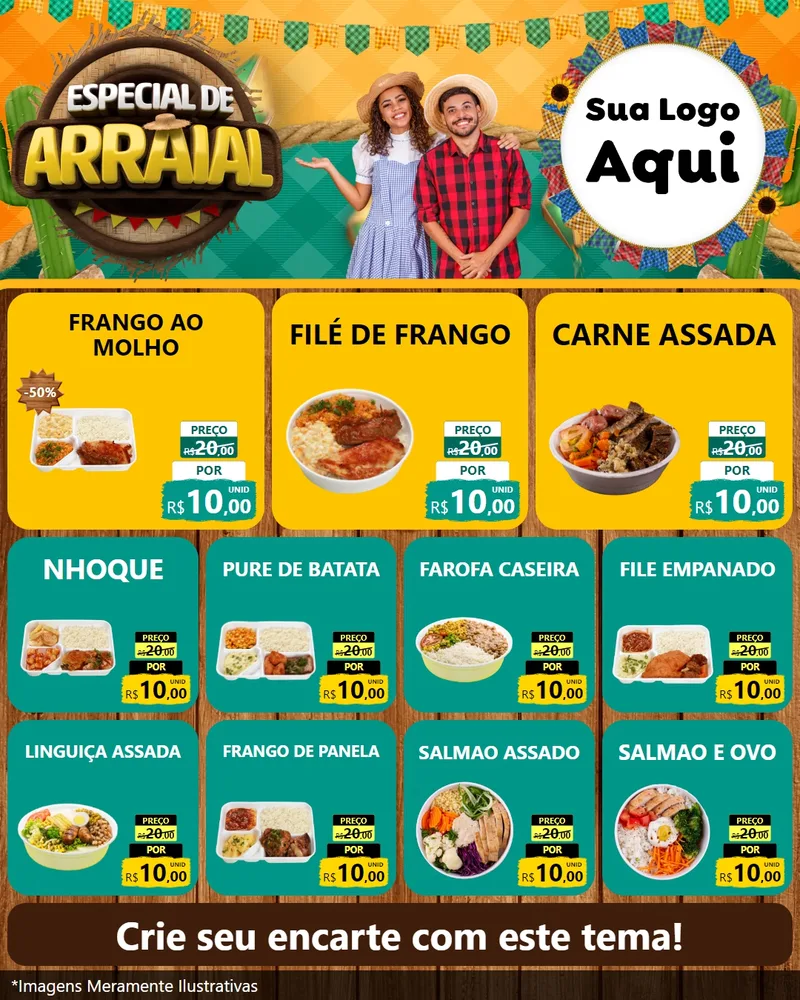 Modelo de Rede Social para Feed Instagram com o tema Especial De Arraial para Restaurante