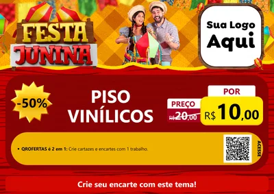 Modelo de Cartaz para Cartaz A4 Horizontal com o tema Festa Junina para Material para Construção