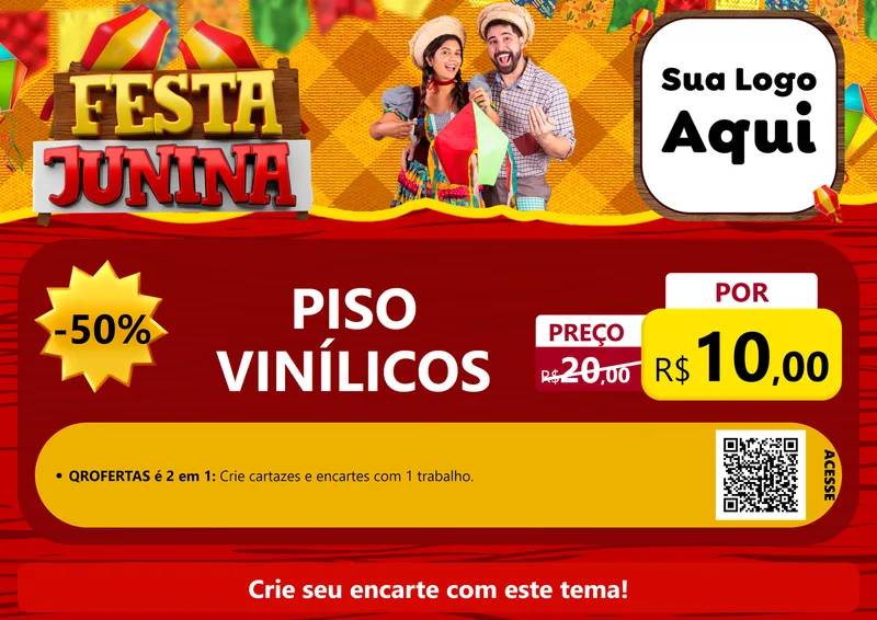 Modelo de Cartaz para Cartaz A4 Horizontal com o tema Festa Junina para Material para Construção