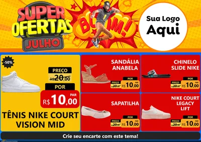 Modelo de Encarte para Encarte A4 Horizontal com o tema Super Ofertas Julho para Calçados