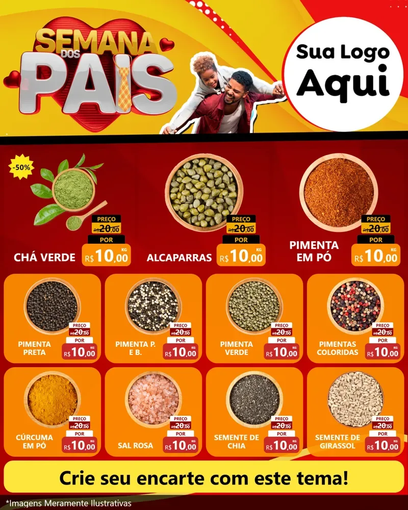 Modelo de Rede Social para Feed Instagram com o tema Semana Dos Pais para Produtos Naturais