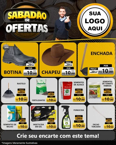 Modelo de Rede Social para Feed Instagram com o tema Sabadão de Ofertas para Agropecuária