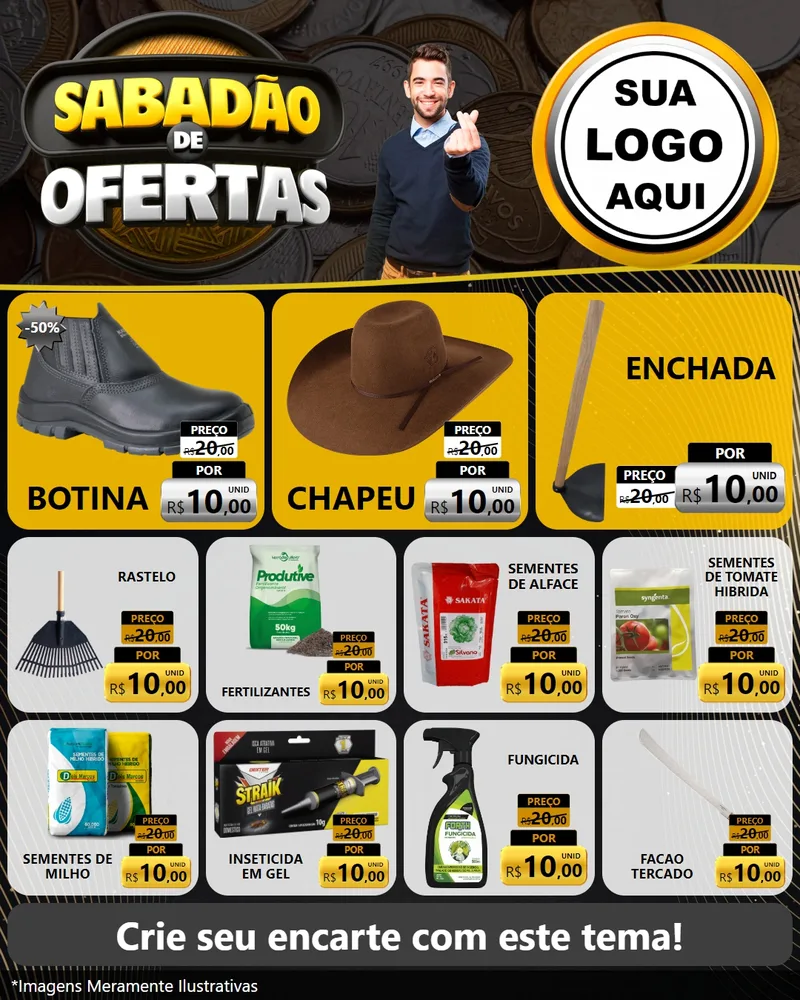 Modelo de Rede Social para Feed Instagram com o tema Sabadão de Ofertas para Agropecuária