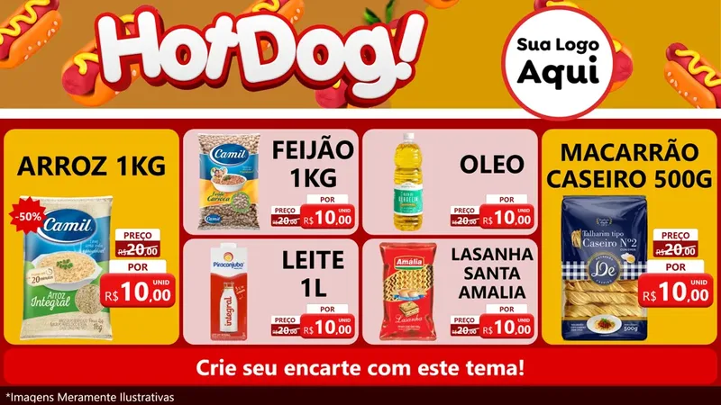 Modelo de TV para TV Horizontal com o tema Hot Dog para Supermercado