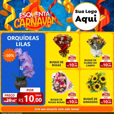 Modelo de Rede Social para Feed Facebook com o tema Esquenta de Carnaval para Floricultura e jardim