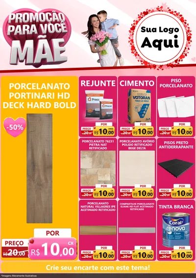 Modelo de Encarte para Encarte A4 Vertical com o tema Promoção Para Você Mãe para Pisos e revestimentos