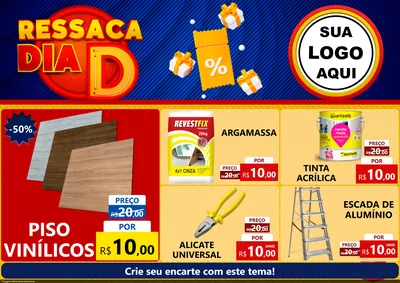 Modelo de Encarte para Encarte A4 Horizontal com o tema Ressaca Dia D para Material para Construção