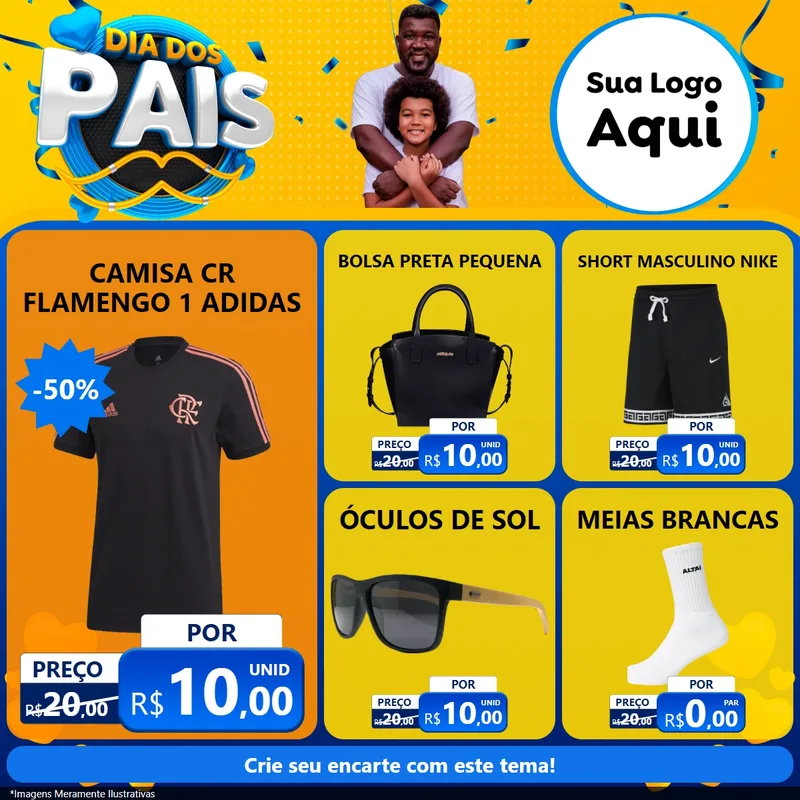 Modelo de Rede Social para Feed Facebook com o tema Dia dos Pais para Roupas e acessórios
