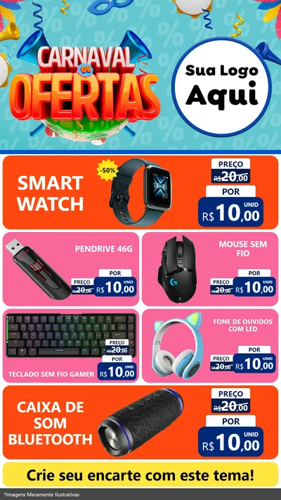 Modelo de TV para TV Vertical com o tema Carnaval de Ofertas para Informática