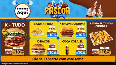 Modelo de TV para TV Horizontal com o tema Páscoa de Ofertas para Hamburgueria