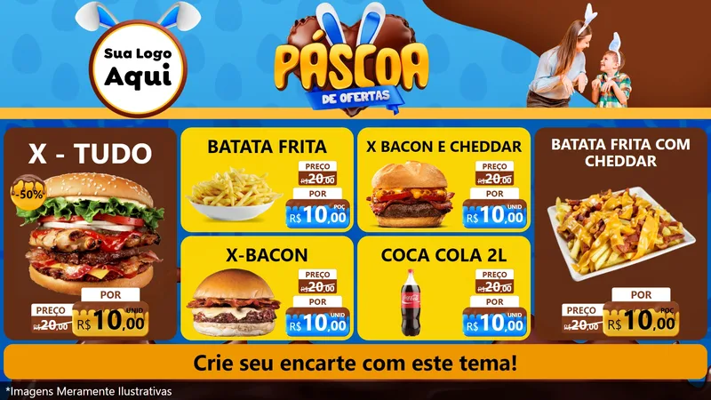 Modelo de TV para TV Horizontal com o tema Páscoa de Ofertas para Hamburgueria