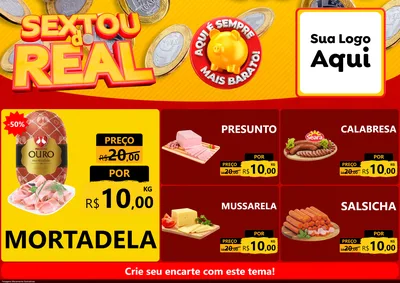 Modelo de Encarte para Encarte A4 Horizontal com o tema Sextou do Real para Frios e Laticínios