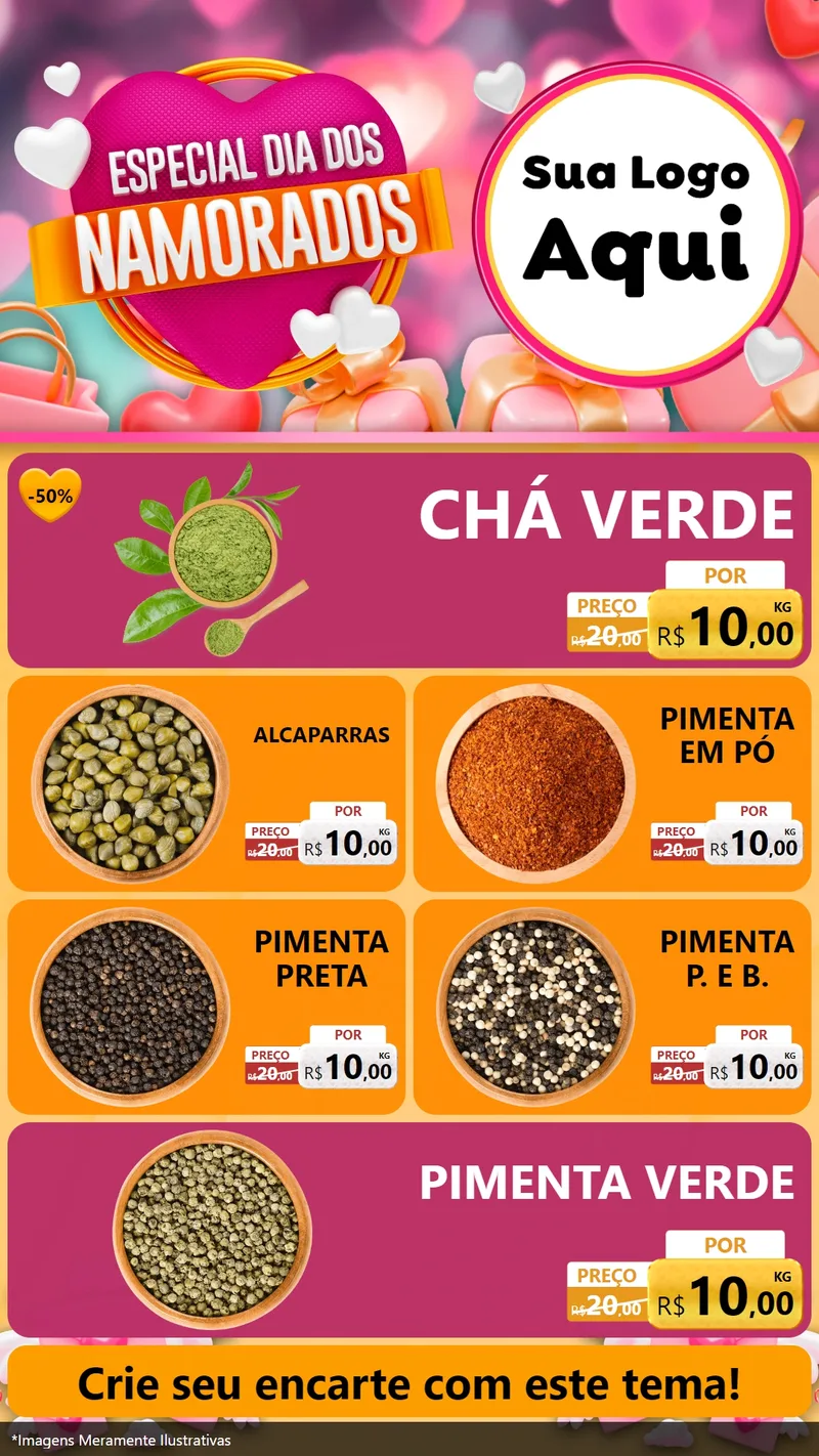 Modelo de TV para TV Vertical com o tema Especial Dia dos Namorados para Produtos Naturais