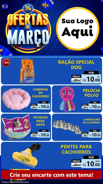 Modelo de TV para TV Vertical com o tema Ofertas de Março para Pet Shop